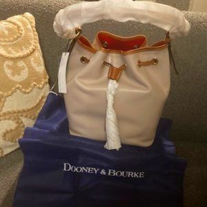 Dooney & Bourke Leather Oyster Tasha Drawstring Bucket Bag with Dust Bag